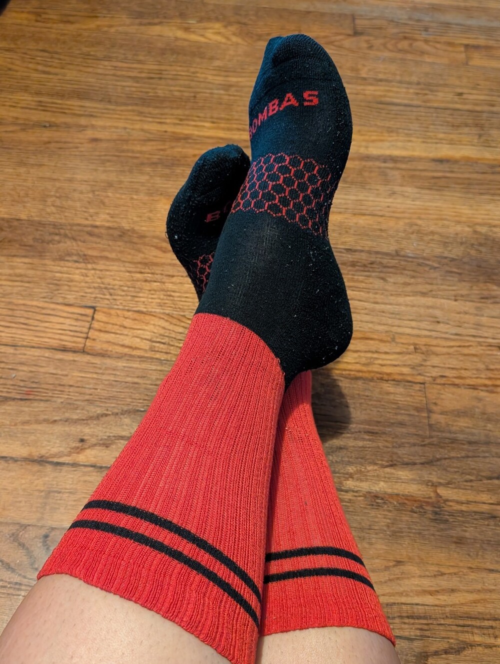 Bombas Women's Red & Black Crew Socks